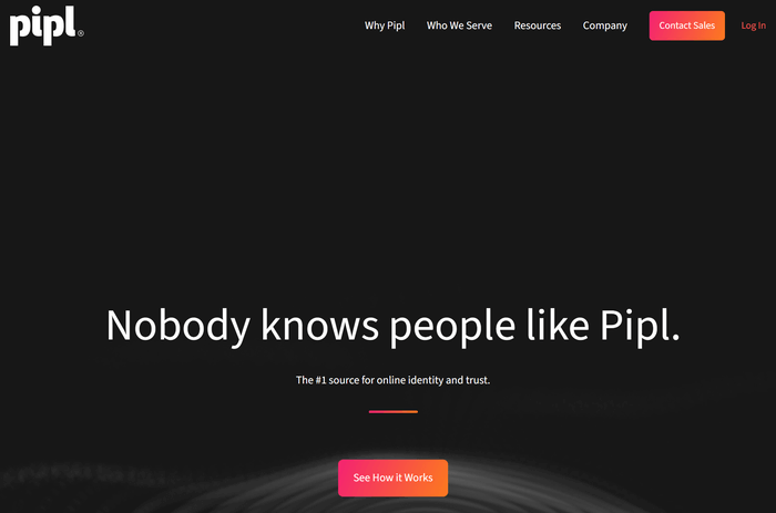 Pipl Social Media Search Engine Homepage