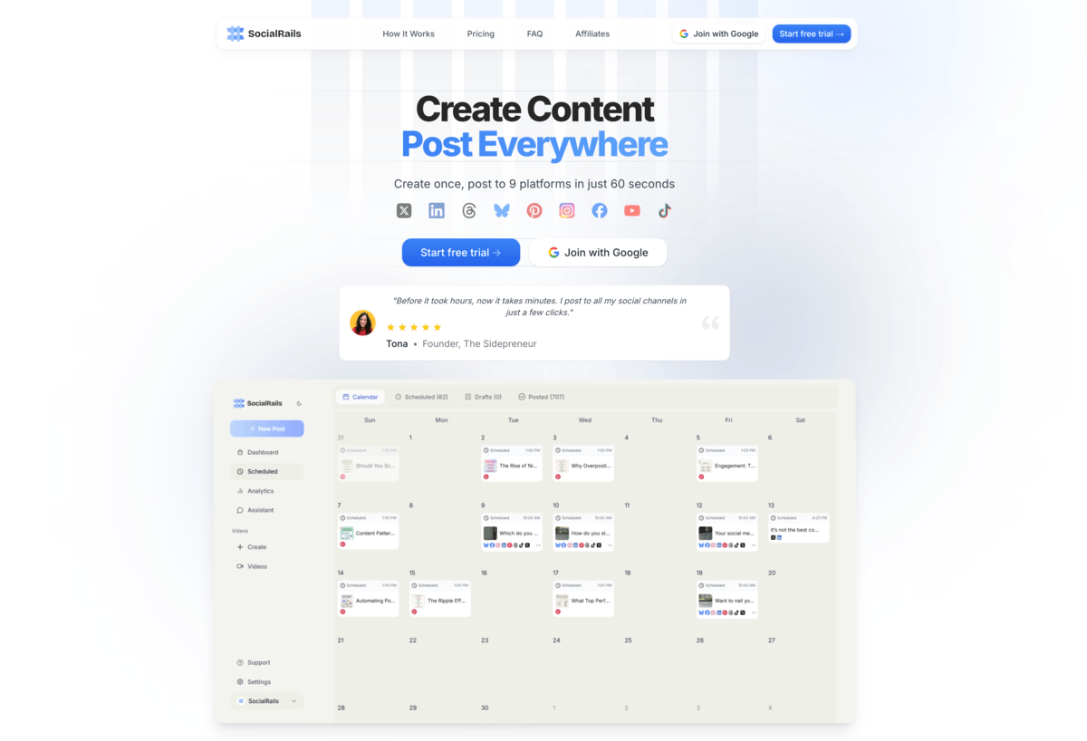SocialRails - Social Media Management Scheduling Tool