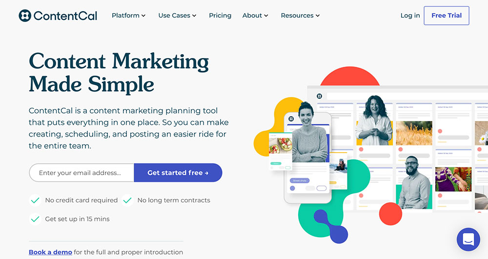 A screenshot of ContentCal's Homepage