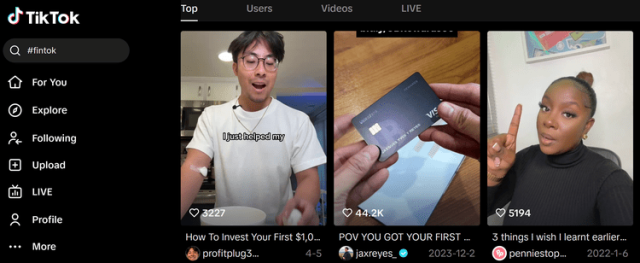 Fintok community on TikTok