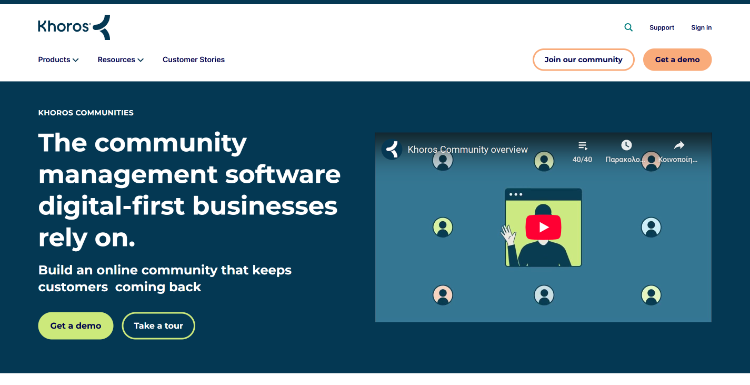 Screenshot of Khoros homepage