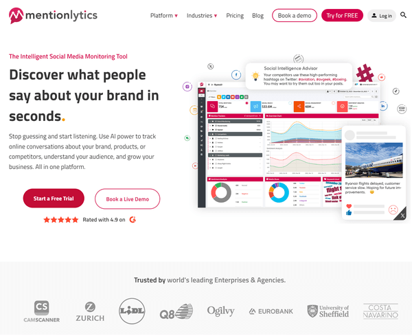Mentionlytics Homepage
