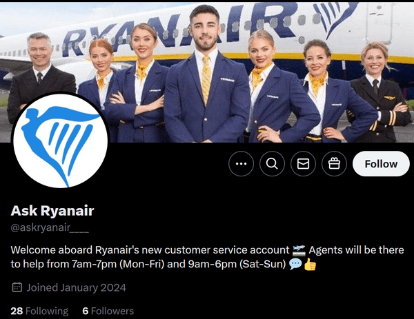 Ask Ryanair account on X