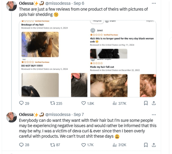 Example of a social media crisis on X