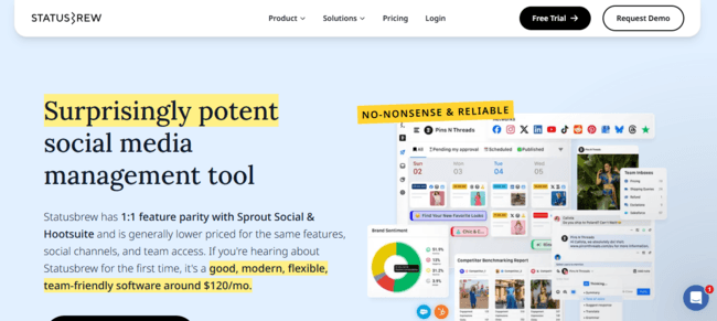 Screenshot of Statusbrew homepage