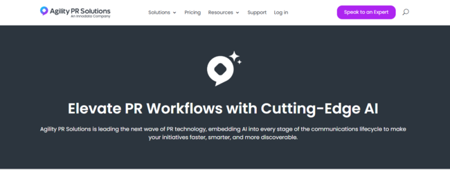 Screenshot of Agility PR homepage
