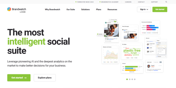 Screenshot of Brandwatch homepage