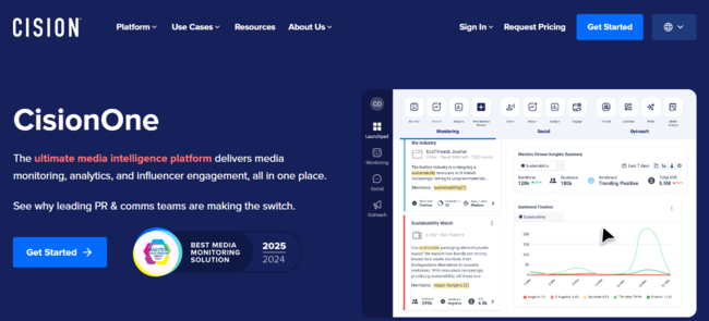 Screenshot of Cision Homepage