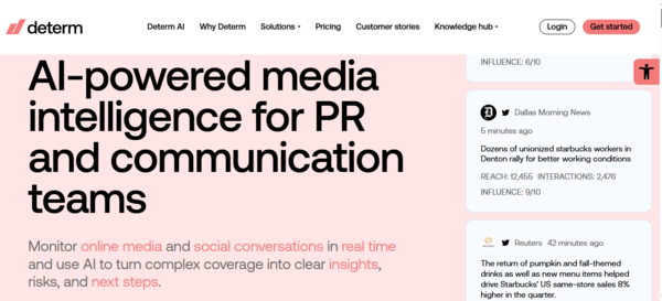 Screenshot of Determ homepage