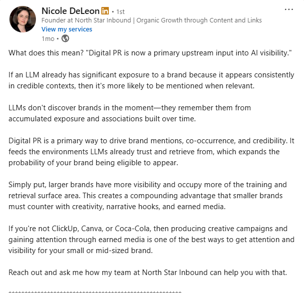SEO expert's take on how digital PR helps is AI visibility of brands