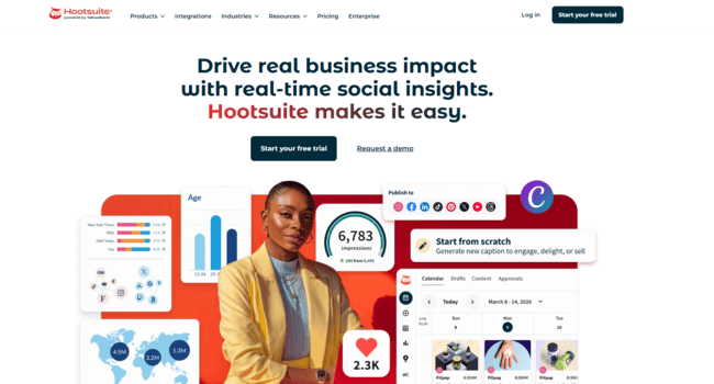 Screenshot of Hootsuite's homepage