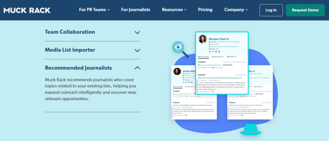 Screenshot of Muck Rack homepage