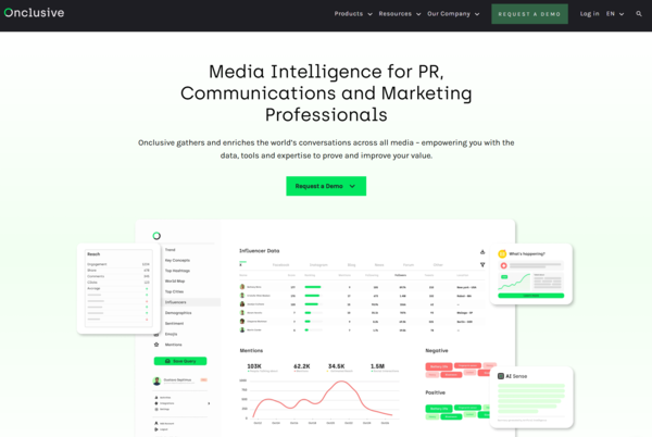 Screenshot of Onclusive homepage