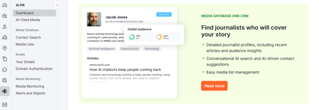 Screenshot of Semrush AI PR toolkit