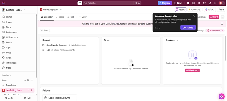 Screenshot of ClickUp interface