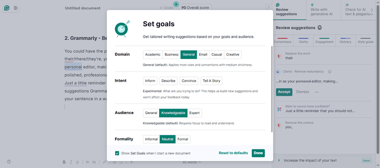 Grammarly example