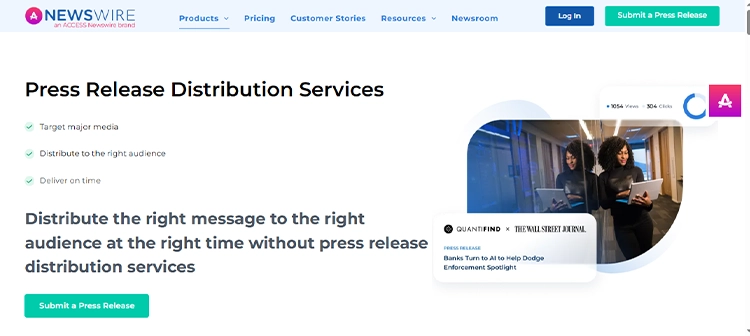 Newswire PR tool homepage