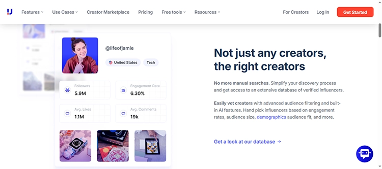 Upfluence homepage