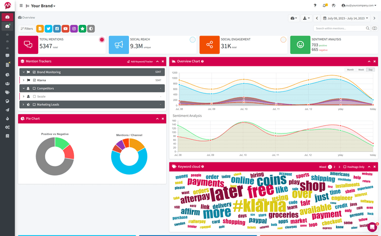 Mentionlytics Overview Dashboard