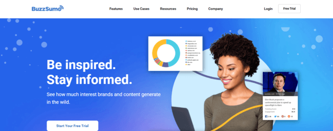 Screenshot of BuzzSumo homepage