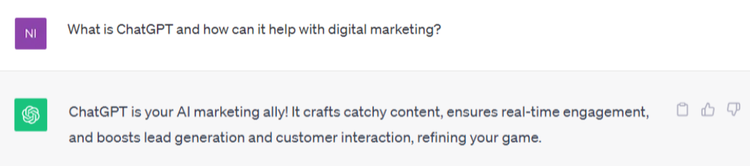 An example on why ChatGPT is one of the best digital marketing tools