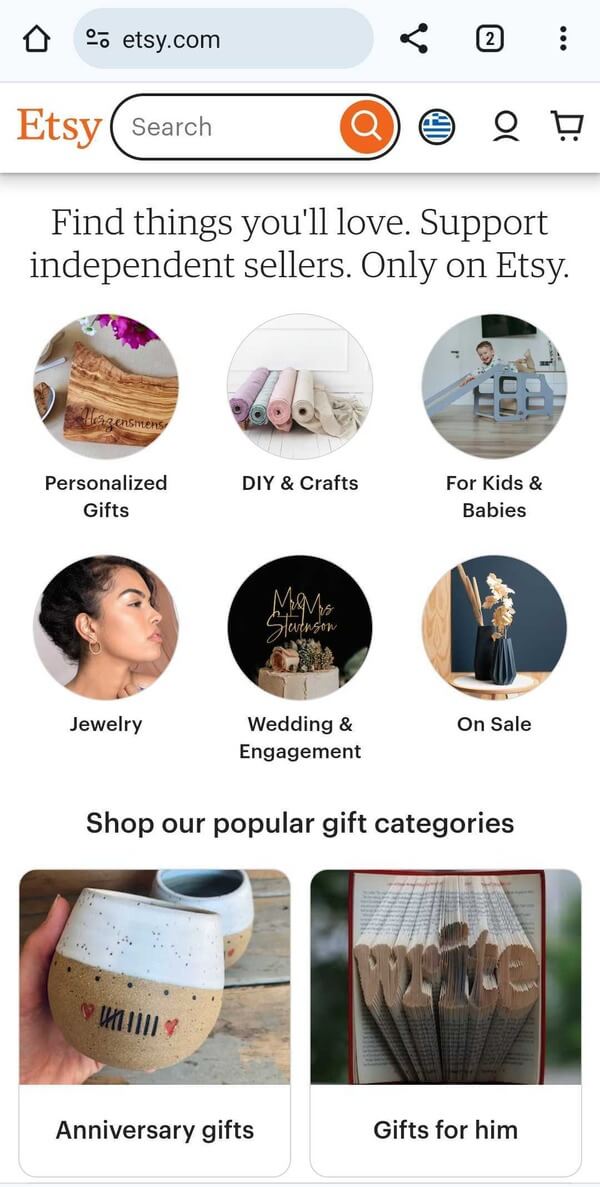 Ecommerce Marketing Strategy_Mobile Optimized Website_Etsy Example