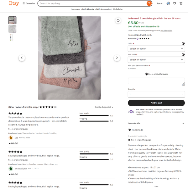 Etsy High Quality Images and Descriptions