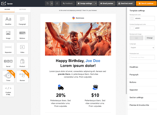 Sender email marketing platform