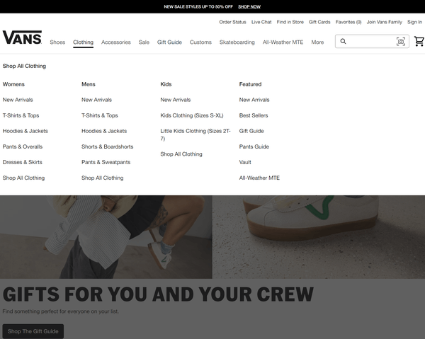 Well-designed Ecommerce Site_Vans Example