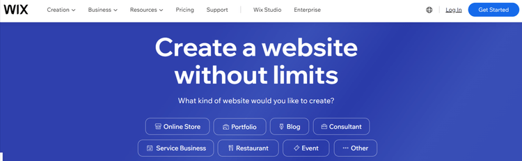 Wix Homepage