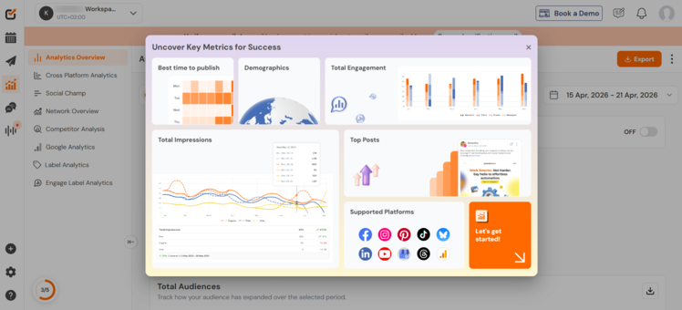 Screenshot of the Social Champ dashboard from our tests