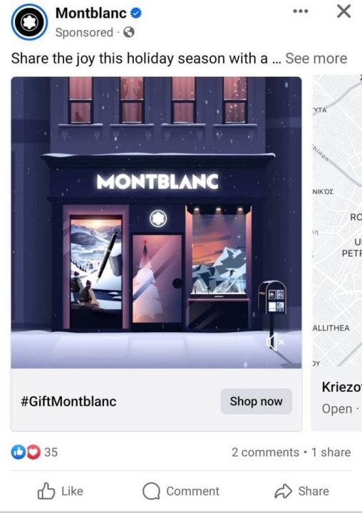 Sponsored Facebook post by Montblanc