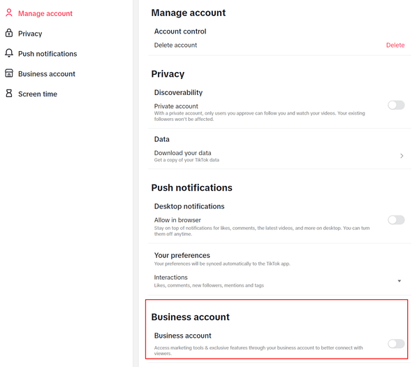 How to switch to Business Account on TikTok