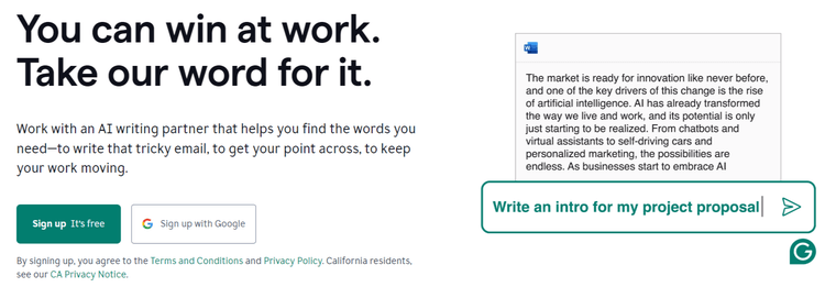 Grammarly homepage
