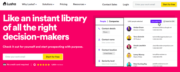 Lusha Homepage