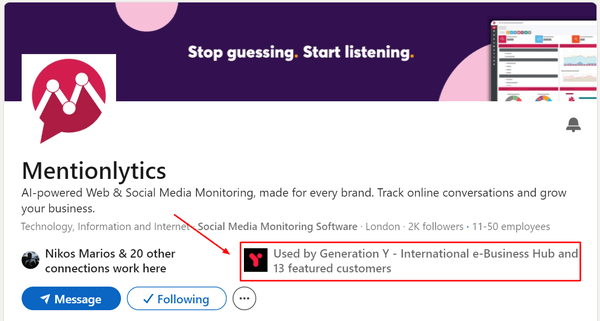 Mentionlytics LinkedIn Profile