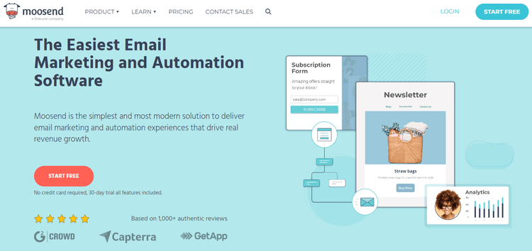 Moosend Homepage
