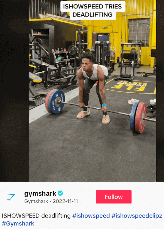 Gymshark tiktok post