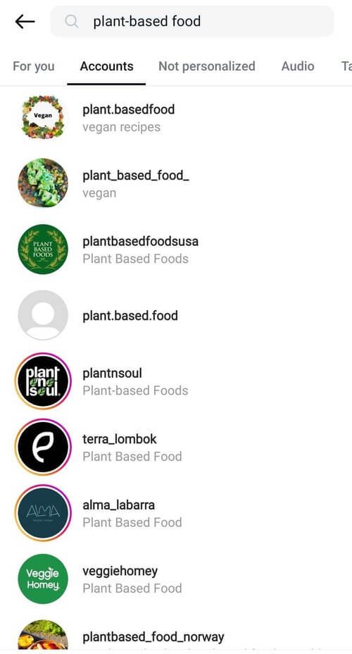 How to find competitor using Instagram search
