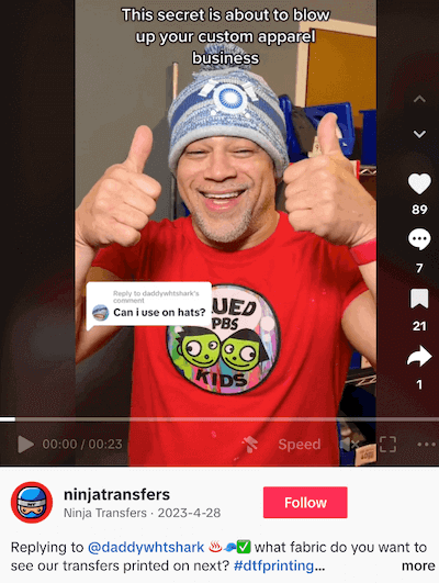 Ninjatransfers tiktok post