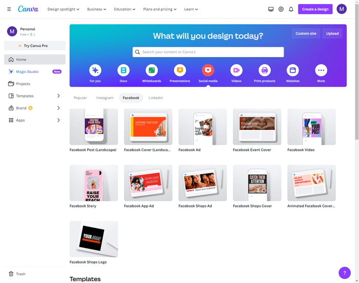 Canva's Facebook Content Marketing Templates
