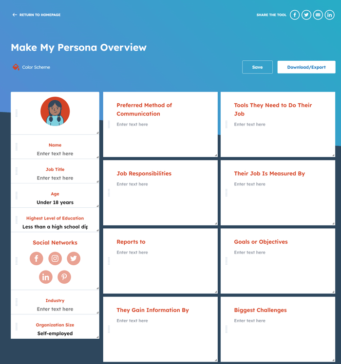 Hubspot's Make My Persona Tool