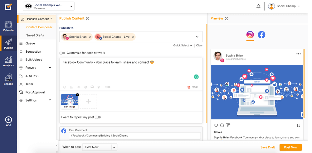 Hootsuite alternatives: SocialChamp