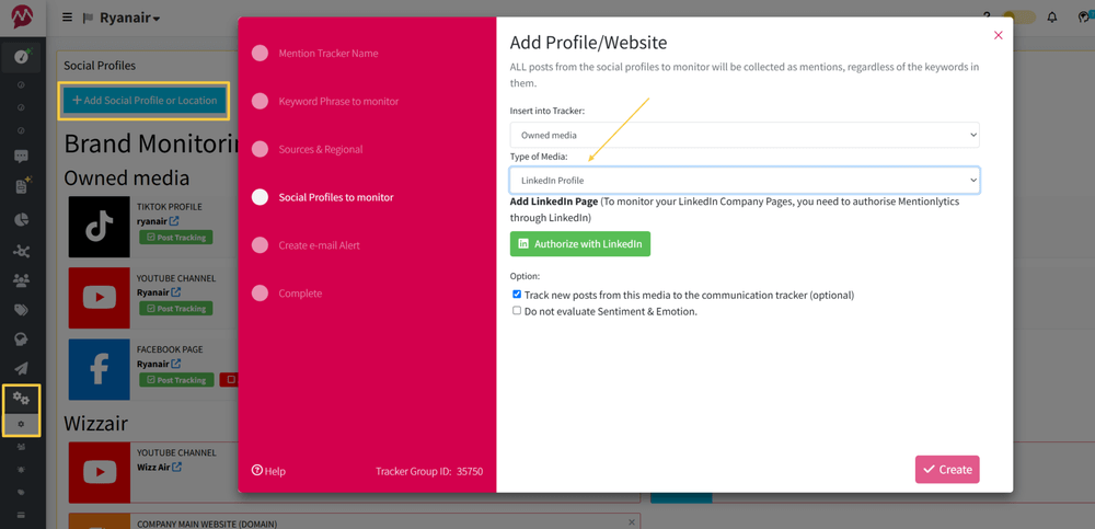 How to enable LinkedIn monitoring in Mentionlytics