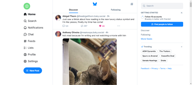 Bluesky social user customized feed similar to old Twitter