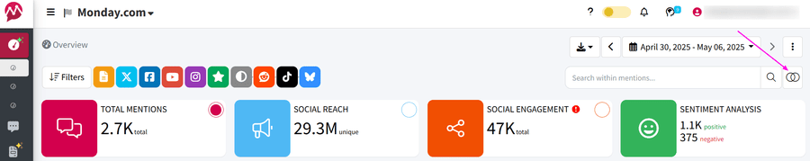 Example of using boolean search within Mentionlytics to narrow down the results