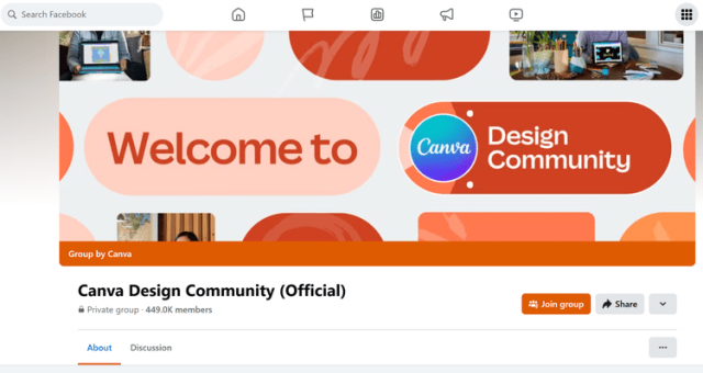 Canva social media community on Facebook