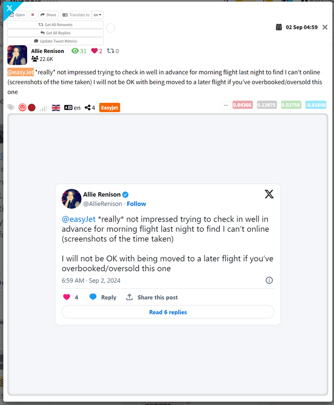 Example of monitoring negative competitor mentions in Mentionlytics