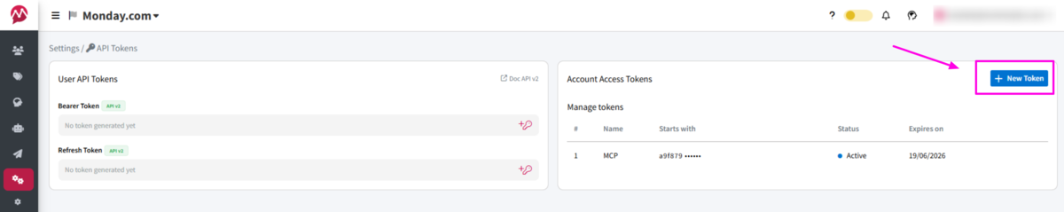 new token button in mentionlytics
