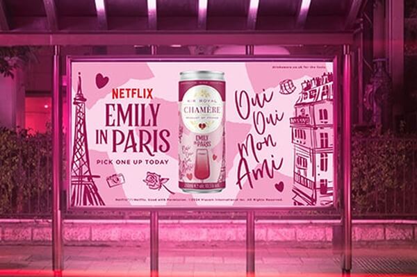 Emily in Paris and Quintessential Collaboration OOH Ad